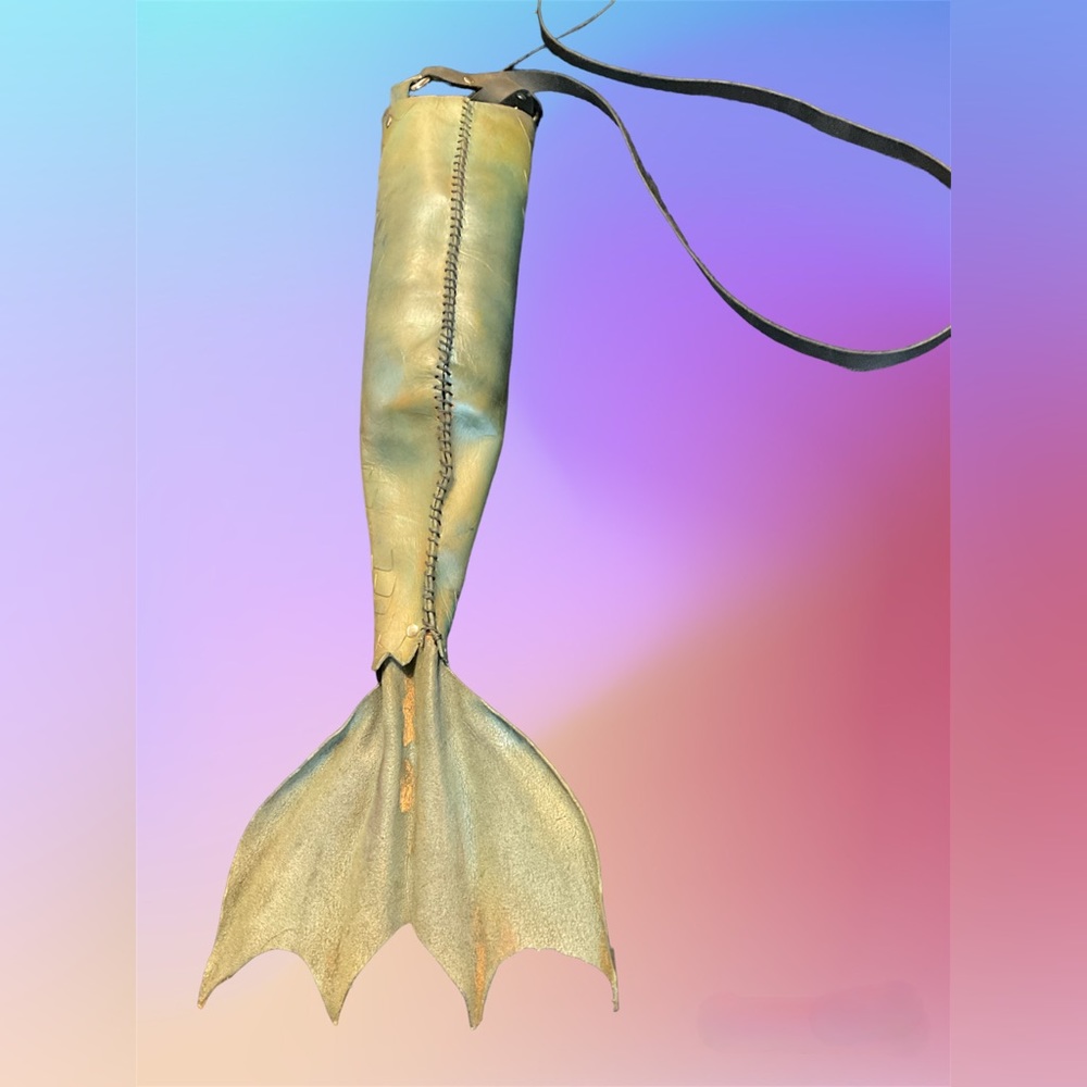 Leather mermaid tail water bottle holder